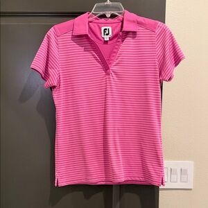 Foot joy Women’s Pink Striped Golf Polo Top